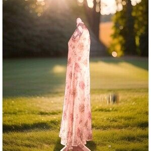 VTG 90 Floral Lace Slip Dress Sheer Victorian Country Cottage Core Coquette 10 M